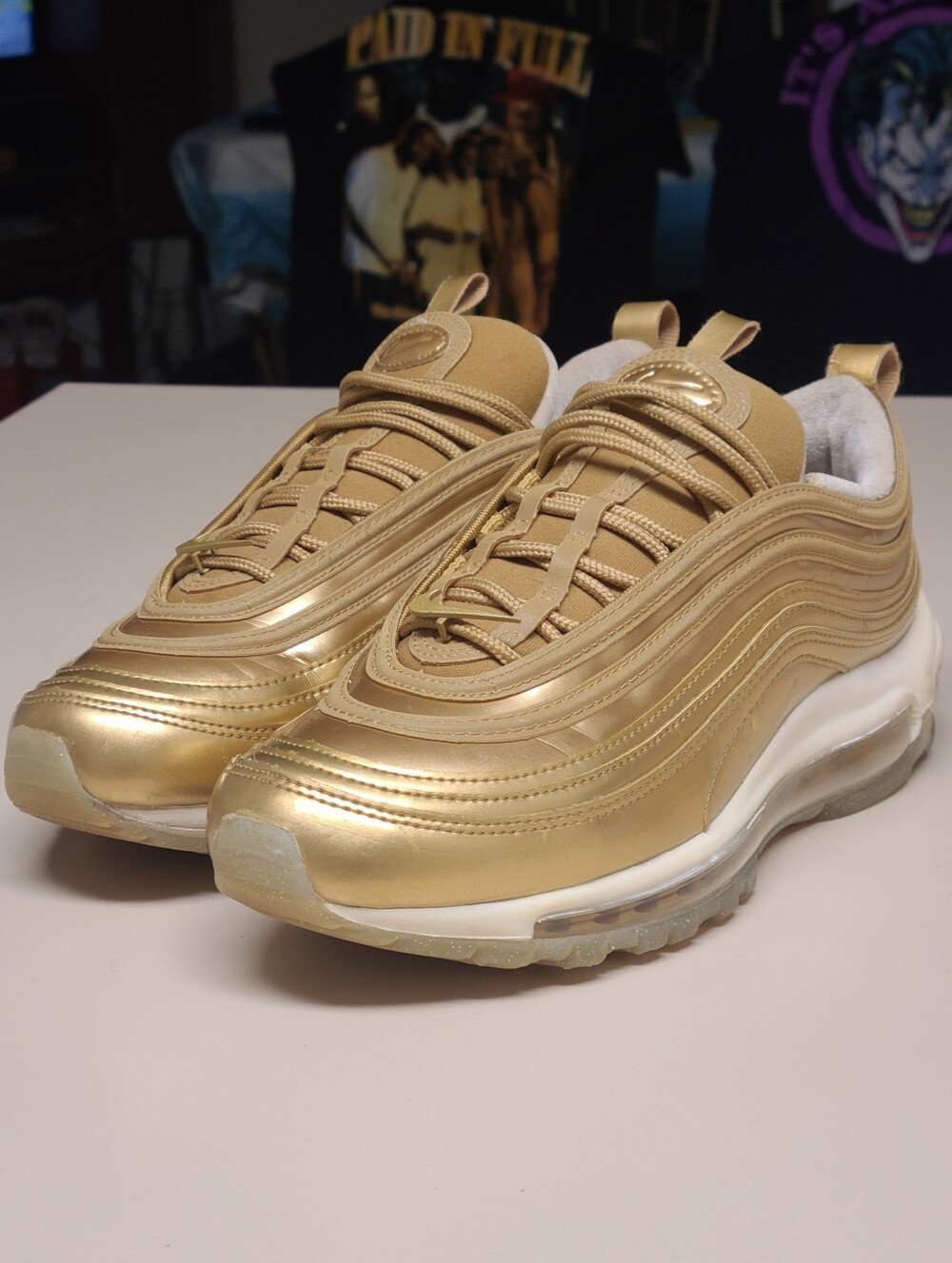 Nike Air Max 97 LV Metallic Gold casual running sneakers size 8